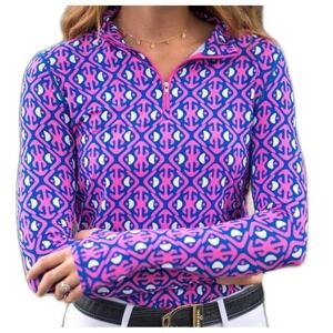 SolChill Womens Medium Pink 1/4 Zip Sun Protection Top UPF 50+ Equestrian Golf